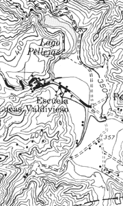 black and white section of a topographic map at 1:20,000-scale